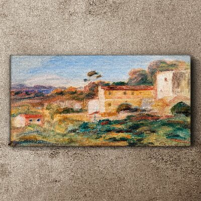 Tableau toile imprimée Paysage avec bâtiments ruraux