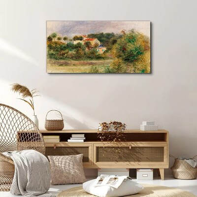 Tableau toile imprimée Un paysage idyllique avec une maison