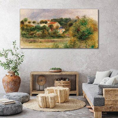 Tableau toile imprimée Un paysage idyllique avec une maison