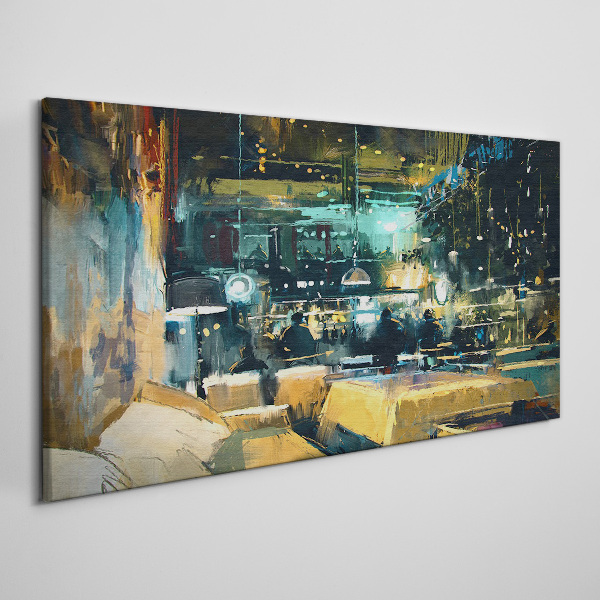 Tableau sur toile Ambiance nocturne au café