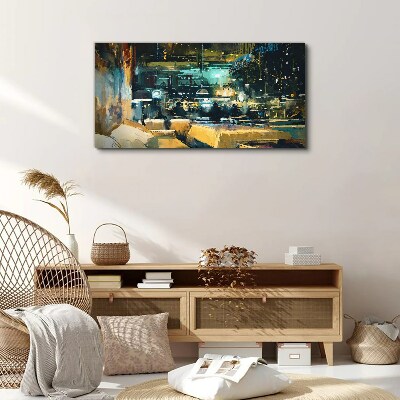 Tableau sur toile Ambiance nocturne au café
