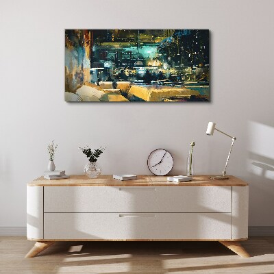 Tableau sur toile Ambiance nocturne au café