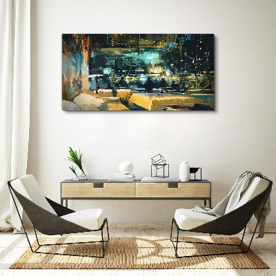 Tableau sur toile Ambiance nocturne au café