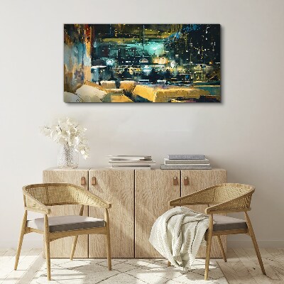 Tableau sur toile Ambiance nocturne au café