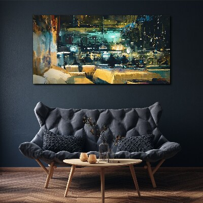 Tableau sur toile Ambiance nocturne au café