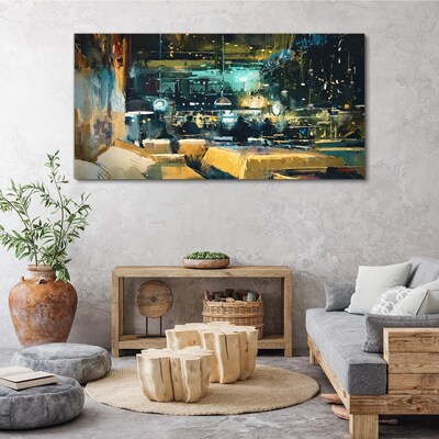 Tableau sur toile Ambiance nocturne au café