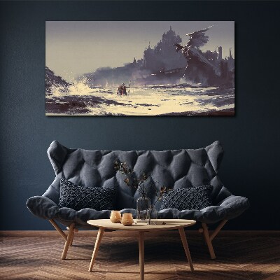 Tableau toile imprimée « Une terre mystique parmi les vagues »