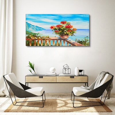 Tableau imprimé sur toile Fleurs au bord de la mer