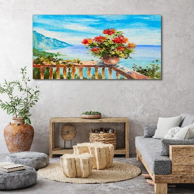 Tableau imprimé sur toile Fleurs au bord de la mer