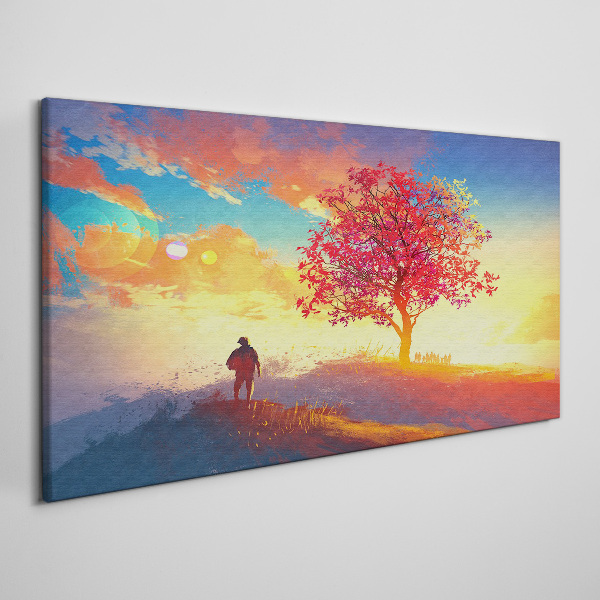 Tableau sur toile Une promenade dans un paysage coloré