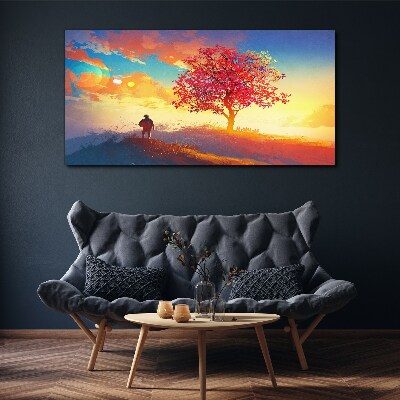 Tableau sur toile Une promenade dans un paysage coloré