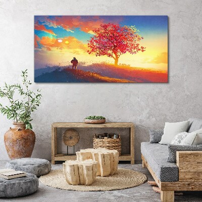 Tableau sur toile Une promenade dans un paysage coloré
