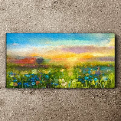 Tableau toile imprimée Paysage fleuri le matin