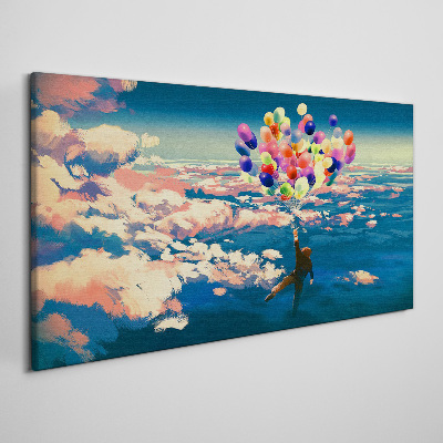 Tableau toile imprimée Vol dans les nuages avec des ballons