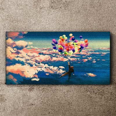 Tableau toile imprimée Vol dans les nuages avec des ballons