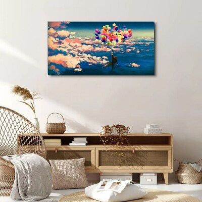 Tableau toile imprimée Vol dans les nuages avec des ballons