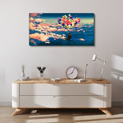 Tableau toile imprimée Vol dans les nuages avec des ballons