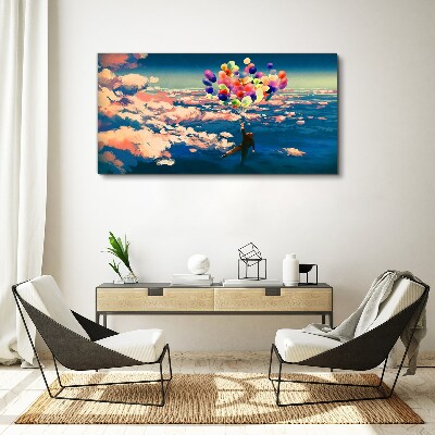 Tableau toile imprimée Vol dans les nuages avec des ballons