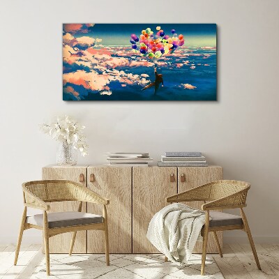 Tableau toile imprimée Vol dans les nuages avec des ballons