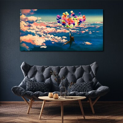 Tableau toile imprimée Vol dans les nuages avec des ballons