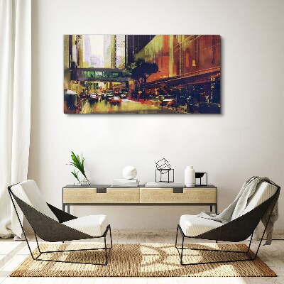 Tableau sur toile Une rue dans l'agitation de la ville