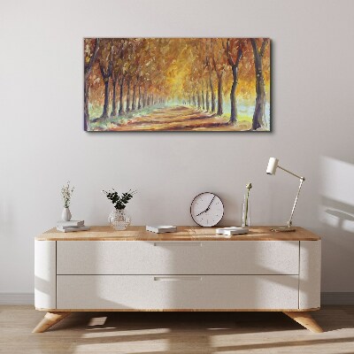 Tableau imprimé sur toile Allée d'arbres d'automne