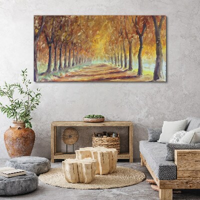 Tableau imprimé sur toile Allée d'arbres d'automne