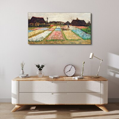 Tableau imprimé sur toile Champs de tulipes au printemps