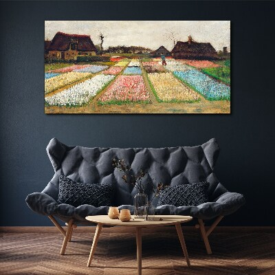 Tableau imprimé sur toile Champs de tulipes au printemps