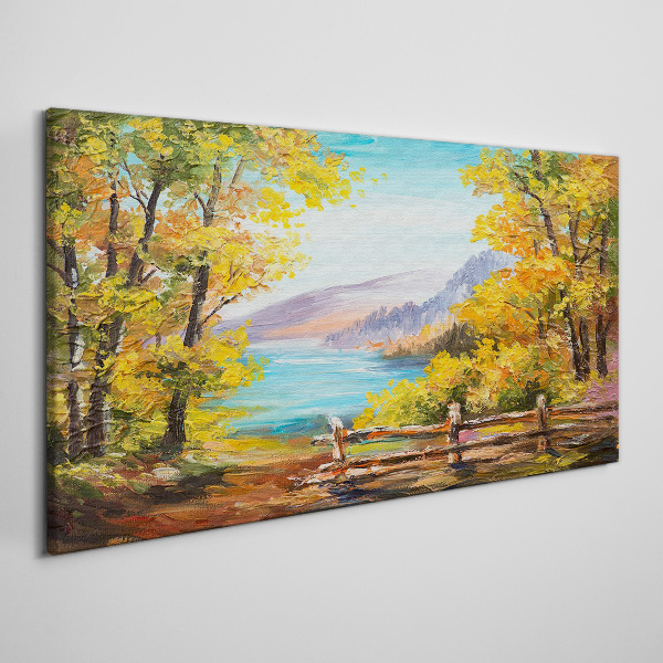 Tableau imprimé sur toile Paysage d'automne au bord du lac