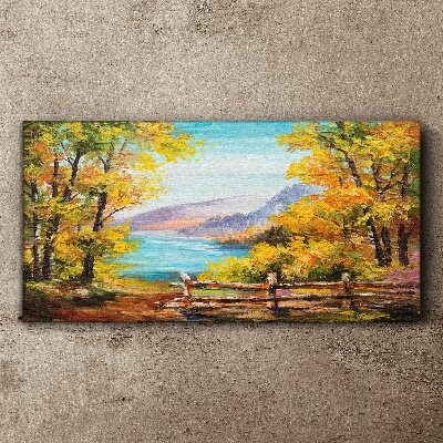 Tableau imprimé sur toile Paysage d'automne au bord du lac