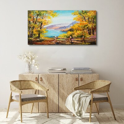 Tableau imprimé sur toile Paysage d'automne au bord du lac