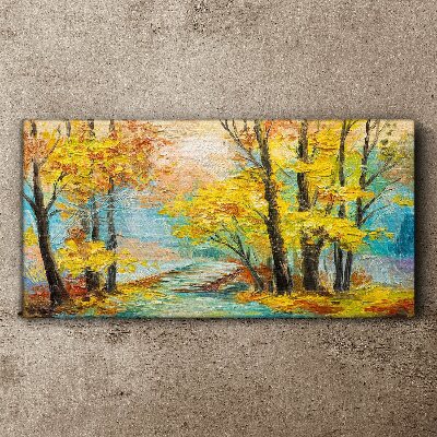 Tableau sur toile Automne doré sur une rivière tranquille