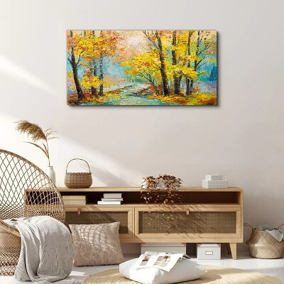 Tableau sur toile Automne doré sur une rivière tranquille