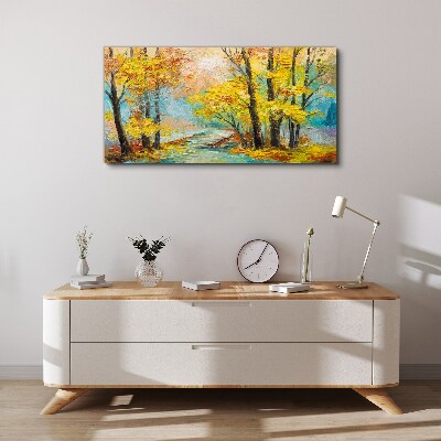 Tableau sur toile Automne doré sur une rivière tranquille