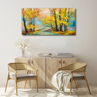 Tableau sur toile Automne doré sur une rivière tranquille