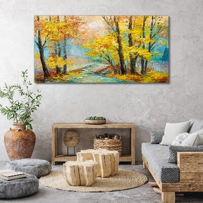 Tableau sur toile Automne doré sur une rivière tranquille