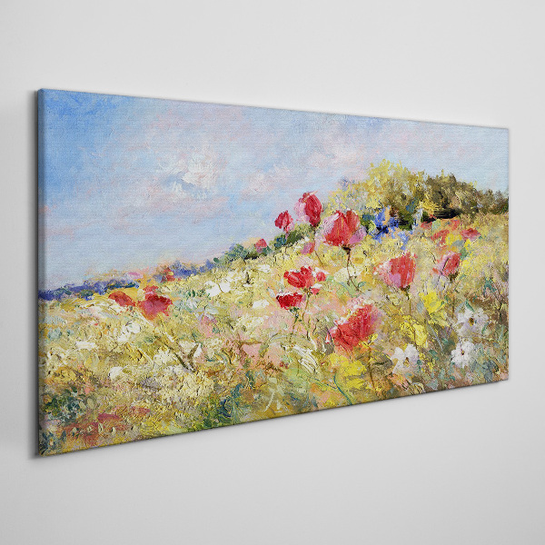 Tableau toile imprimée Un paysage floral sous le soleil d'été