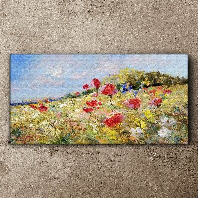 Tableau toile imprimée Un paysage floral sous le soleil d'été