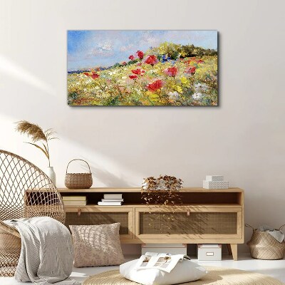 Tableau toile imprimée Un paysage floral sous le soleil d'été