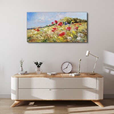 Tableau toile imprimée Un paysage floral sous le soleil d'été