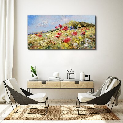 Tableau toile imprimée Un paysage floral sous le soleil d'été