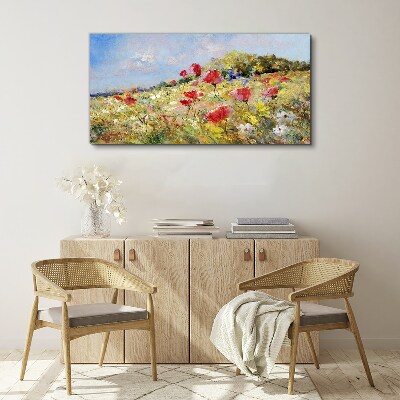 Tableau toile imprimée Un paysage floral sous le soleil d'été