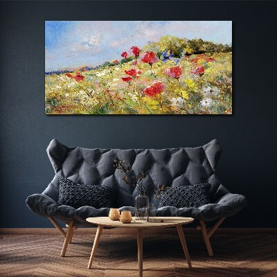 Tableau toile imprimée Un paysage floral sous le soleil d'été