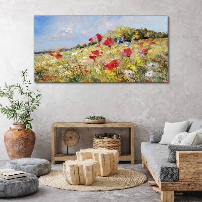 Tableau toile imprimée Un paysage floral sous le soleil d'été