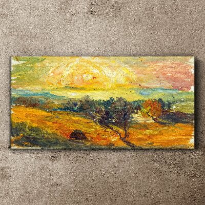 Tableau imprimé sur toile Des champs dorés sous le soleil