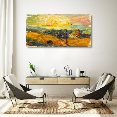Tableau imprimé sur toile Des champs dorés sous le soleil