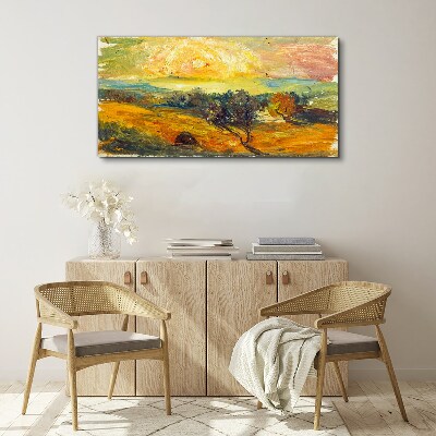 Tableau imprimé sur toile Des champs dorés sous le soleil