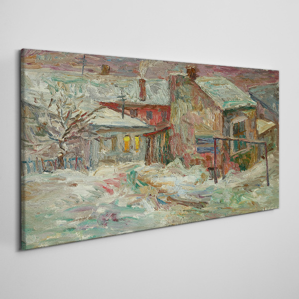 Tableau imprimé sur toile Paysage d'hiver aux couleurs pastel