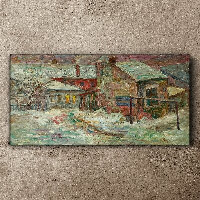 Tableau imprimé sur toile Paysage d'hiver aux couleurs pastel